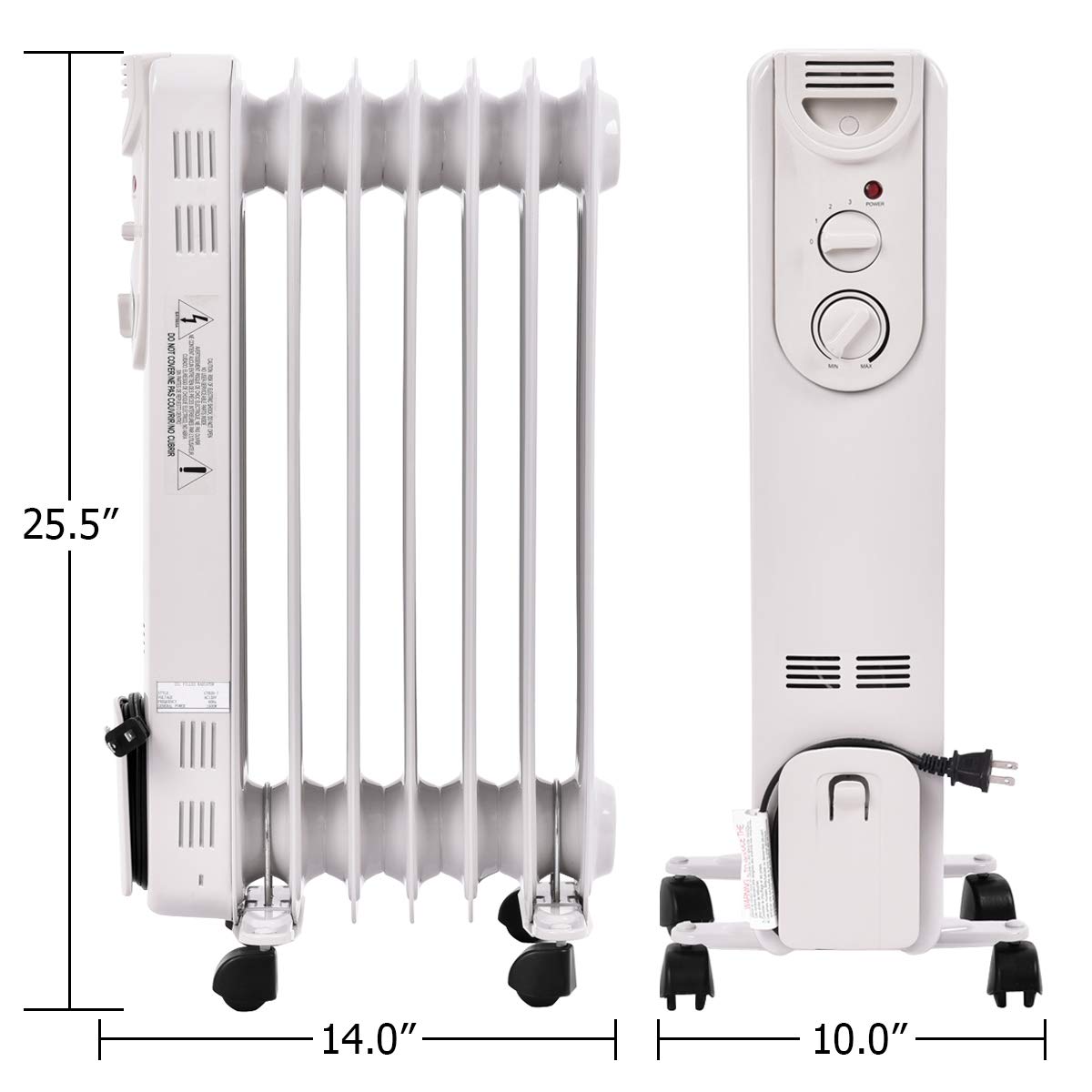 ARLIME 1500W Oil Filled Radiator Heater with Adjustable Thermostat - Portable Space Heater with 3 Heat Settings, Overheat & Tip-Over Protection - Energy Efficient Electric Heater for Home, Office, Bedroom & Living Room - Perfect for Winter Warmth & Indoor Comfort