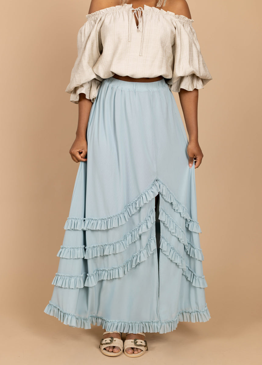 Eadie Skirt in Ice Blue | Flowy Midi Skirt for Women | Perfect for Summer Outfits, Beach Vacations & Casual Date Nights