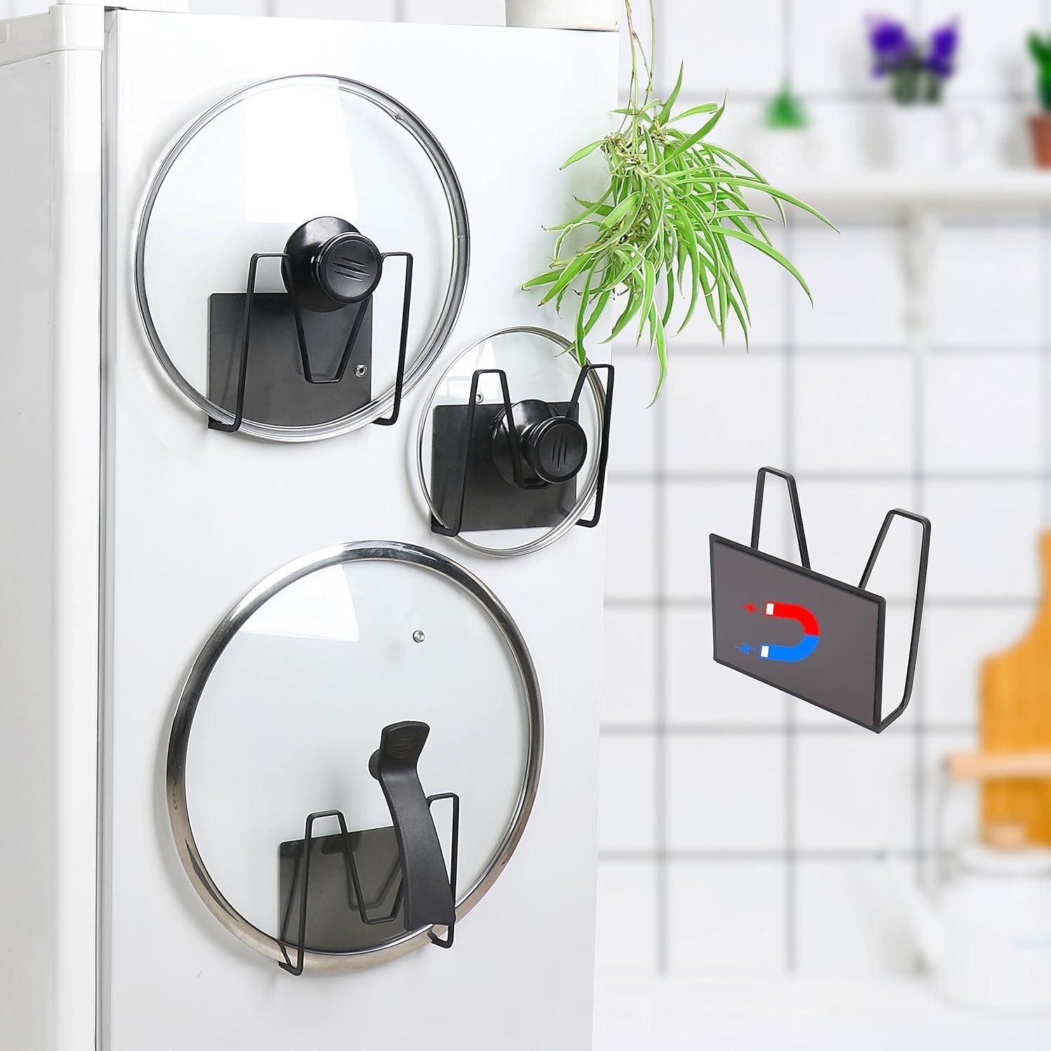 Magnetic Pot Lid Holder - Space Saving Kitchen Organizer for Pots and Pans Lids - Perfect for Cabinet, Drawer or Pantry Storage