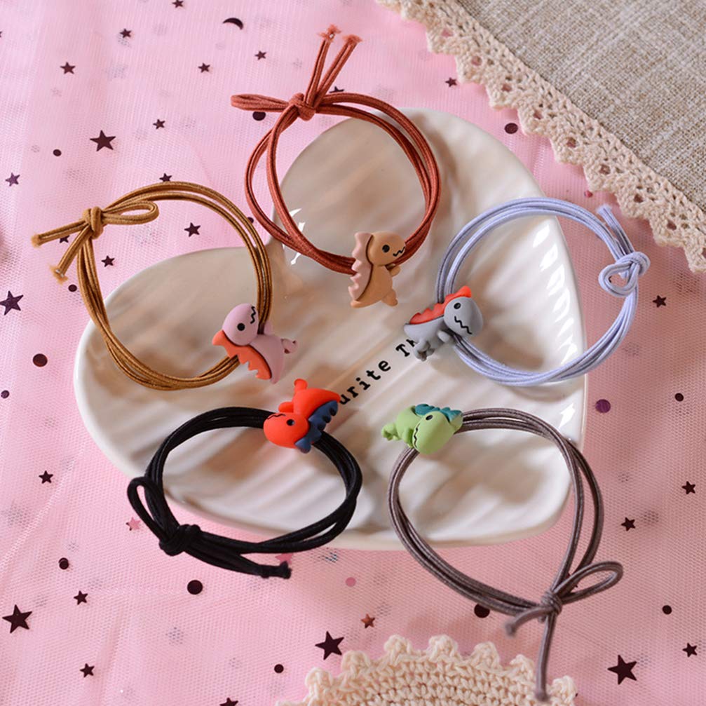 NUOBESTY 20pcs Cute Dinosaur Hair Ties - Cartoon Animal Hair Bands for Women & Girls, Soft Ponytail Holders & Hair Accessories for School, Work, Sports & Daily Use