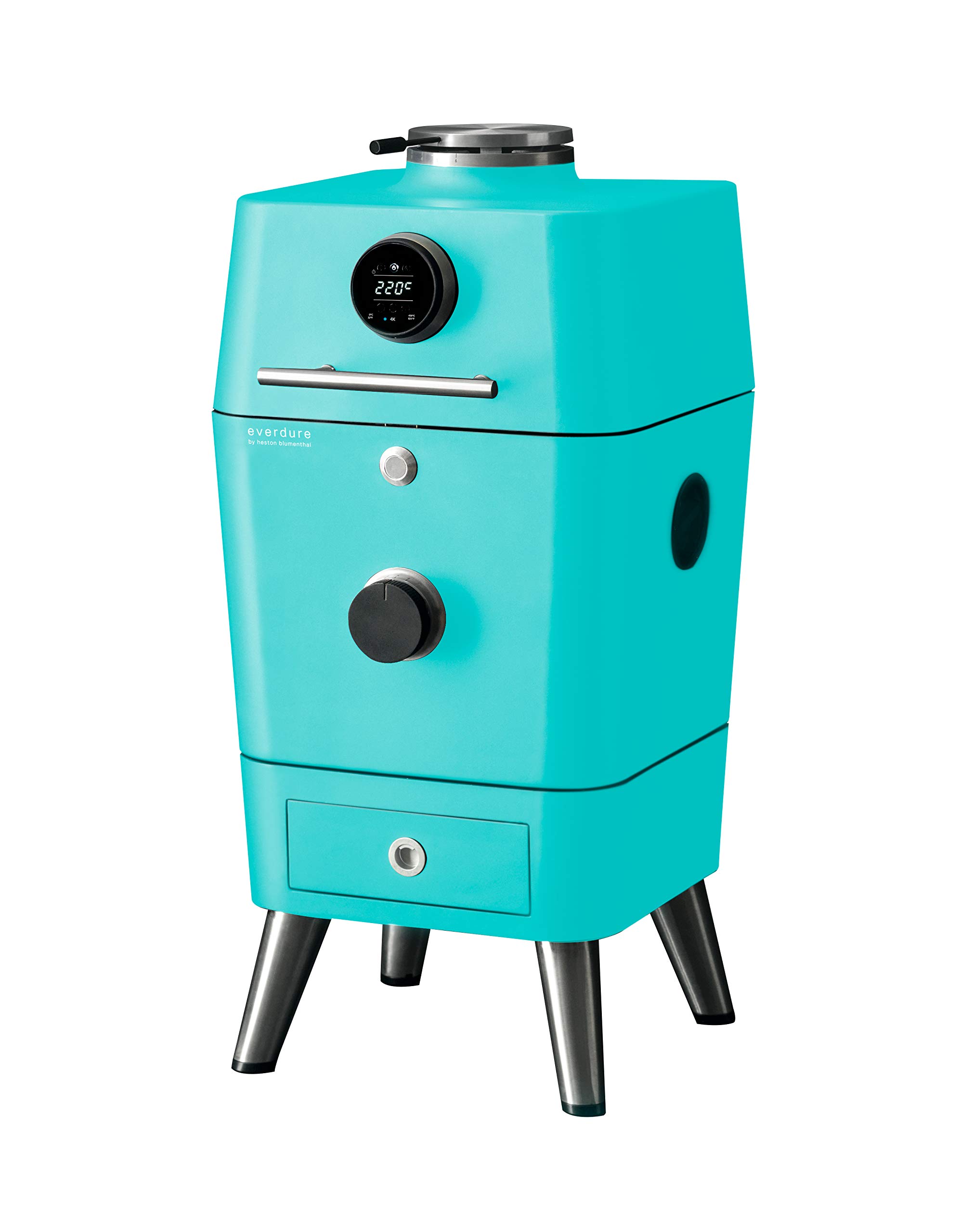 Everdure 4K Outdoor Charcoal Grill with Digital Smoker & Convection Roaster - Fast Electric Ignition Heats in 10 Mins, Bluetooth & Touch Screen LED Control - Perfect for Backyard BBQs, Camping & Outdoor Cooking (Mint Green)