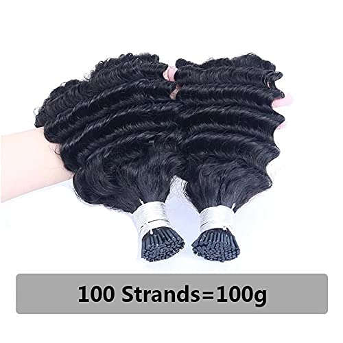 Deep Wave I-Tip Hair Extensions for Black Women | 100% Brazilian Virgin Remy Hair | 30-Inch Curly Microlink Extensions | Bulk Pack for Natural Look & Styling Versatility | Perfect for Weddings, Parties & Everyday Glam