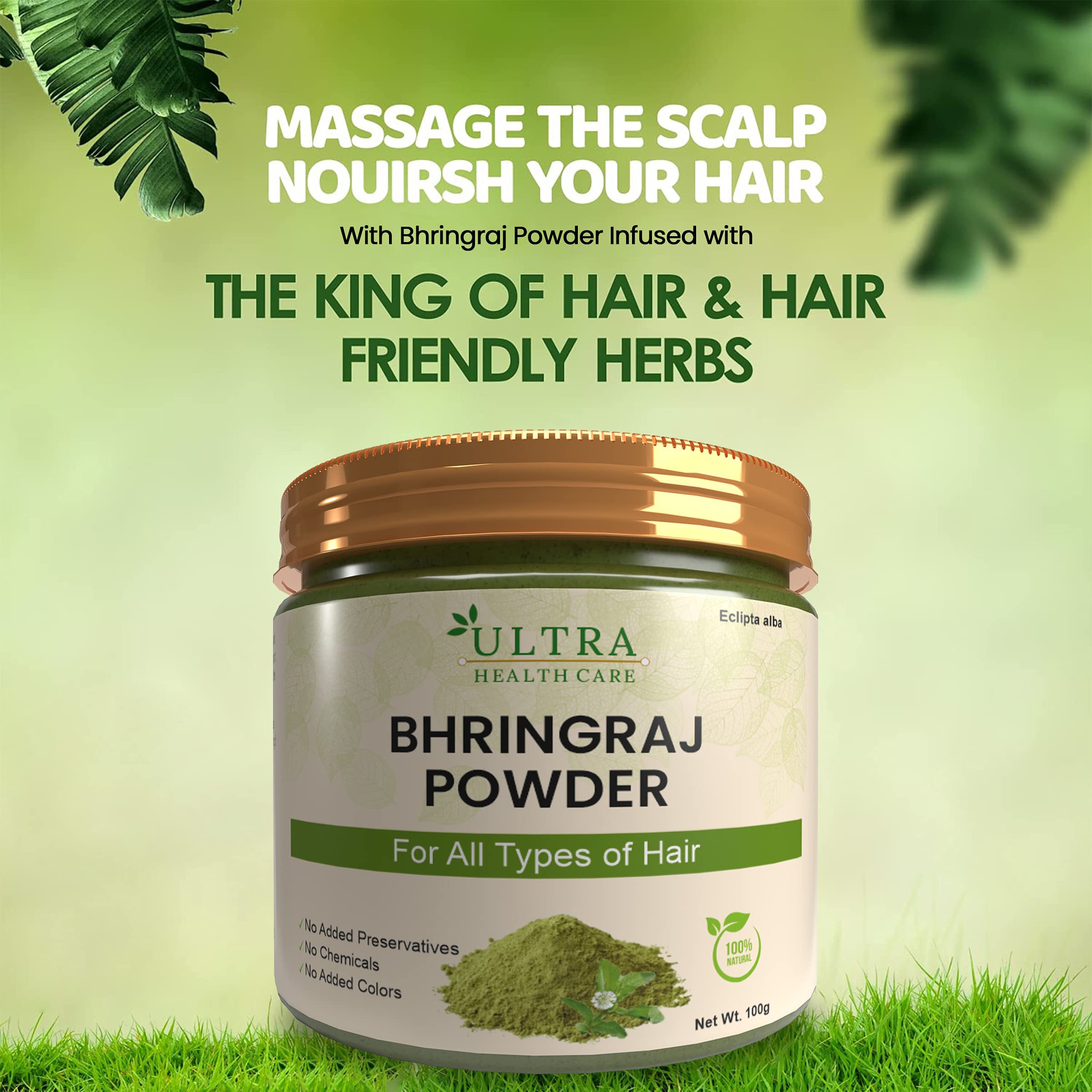 Ultra Healthcare Natural Bhringraj Root Powder for Hair Growth & Scalp Treatment | 100g | Organic Hair Care Solution for Thicker, Healthier Hair – Perfect for Daily Hair Rejuvenation & Scalp Nourishment