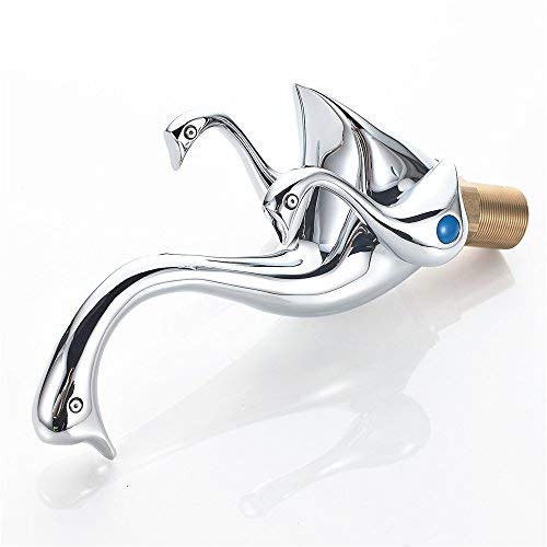 Premium Solid Brass 2-Handle Swan Neck Bathroom Sink Faucet - Hot & Cold Water Mixer Tap with Chrome Finish for Vanity, Powder Room & Guest Bathroom