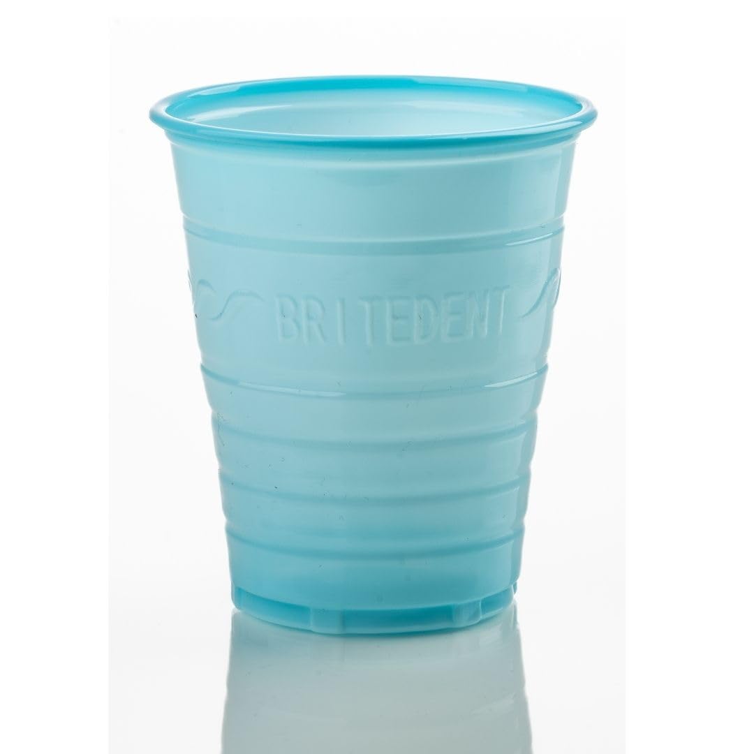 250 Pack 5 oz Disposable Plastic Cups with Embossed Grip - Durable Small Drinking Containers for Dental Offices, Hospitals, Home, Office & Picnic Use - BPA-Free Blue Plastic Cups for Beverages, Water & Party Serving