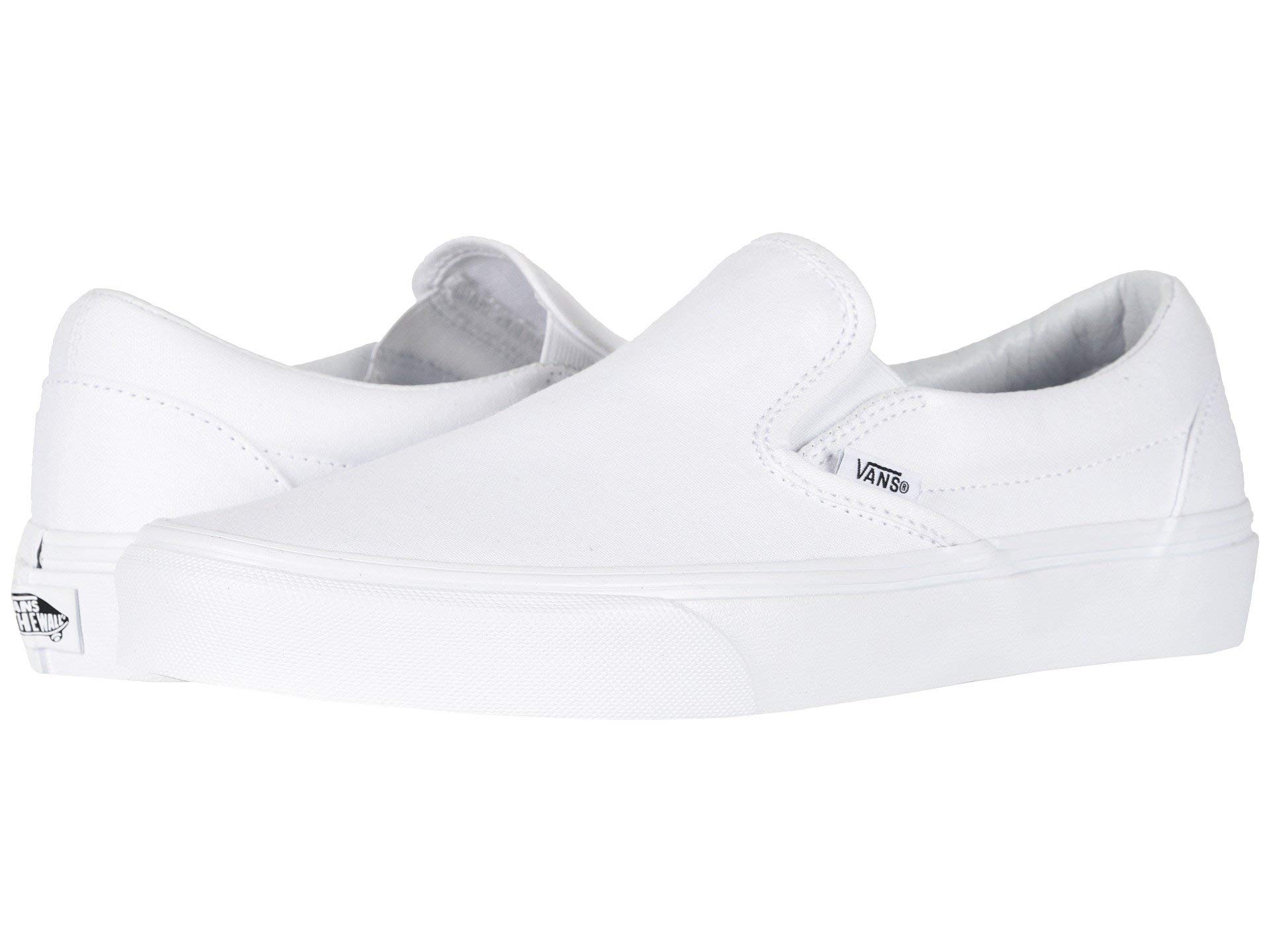 Vans Classic Slip-On Sneakers for Men & Women - True White Canvas Casual Shoes | Comfortable & Stylish for Everyday Wear, Skateboarding & Street Fashion