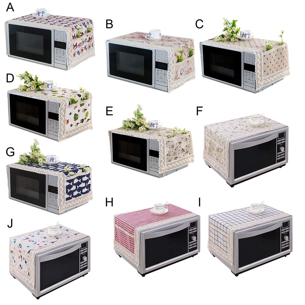 Ochine Floral Microwave Oven Cover - Dust & Oil Proof Kitchen Appliance Protector with 2 Storage Organizer Bags - Perfect for Home, Dorm & Office Use