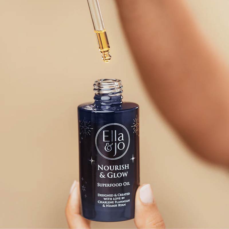Ella & Jo Nourish & Glow Superfood Facial Oil - Organic Anti-Aging Face Serum with Vitamin C & Hyaluronic Acid for Hydration & Radiance - Perfect for Night Routine & Dry Skin Care