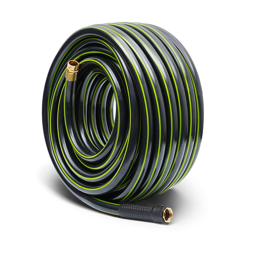 Worth Garden 5/8 in. x 100 ft. Heavy Duty Flexible Garden Hose - Non-Kinking, Durable PVC Material with Brass Fittings - 12-Year Warranty (H155B02) - Perfect for Lawn Care, Gardening, and Outdoor Watering