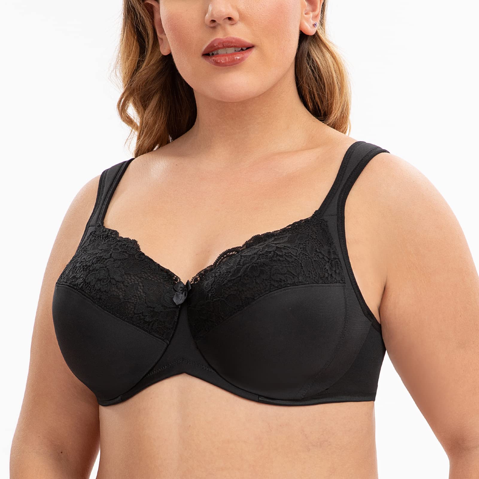 Plus Size Women's Full Coverage Minimizer Bras with Lace & Seamless Underwire - Comfortable Support for Everyday Wear & Special Occasions