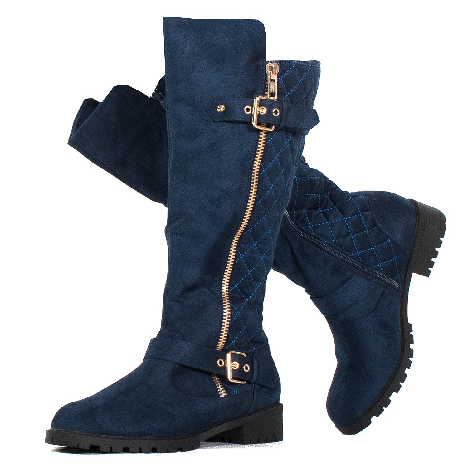RF ROOM OF FASHION Women's Knee High Riding Boots - Wide Calf, Lug Sole, Hidden Pocket | Waterproof Equestrian & Winter Fashion Boots for Outdoor Activities