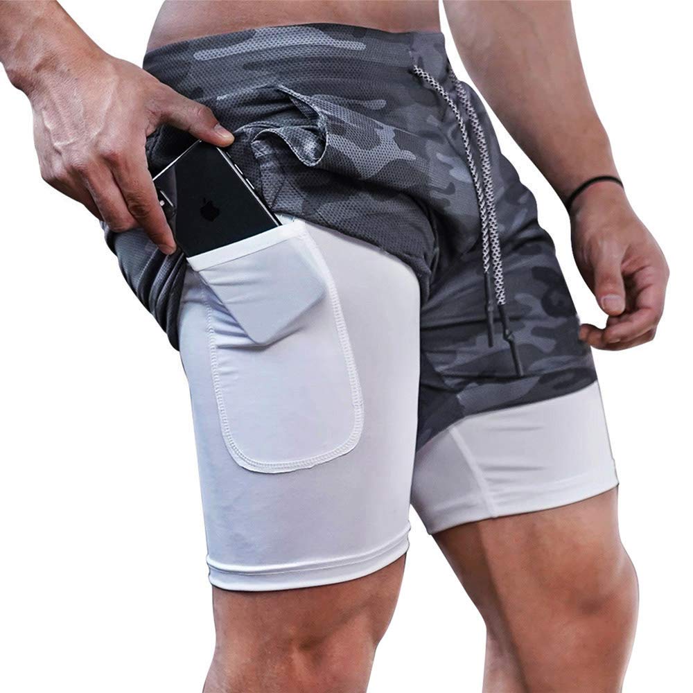 Surenow Men's Running Shorts - 2-in-1 Workout Shorts with Liner, 7-Inch Gym & Yoga Shorts for Men - Perfect for Running, Training, Outdoor Sports & Active Lifestyle