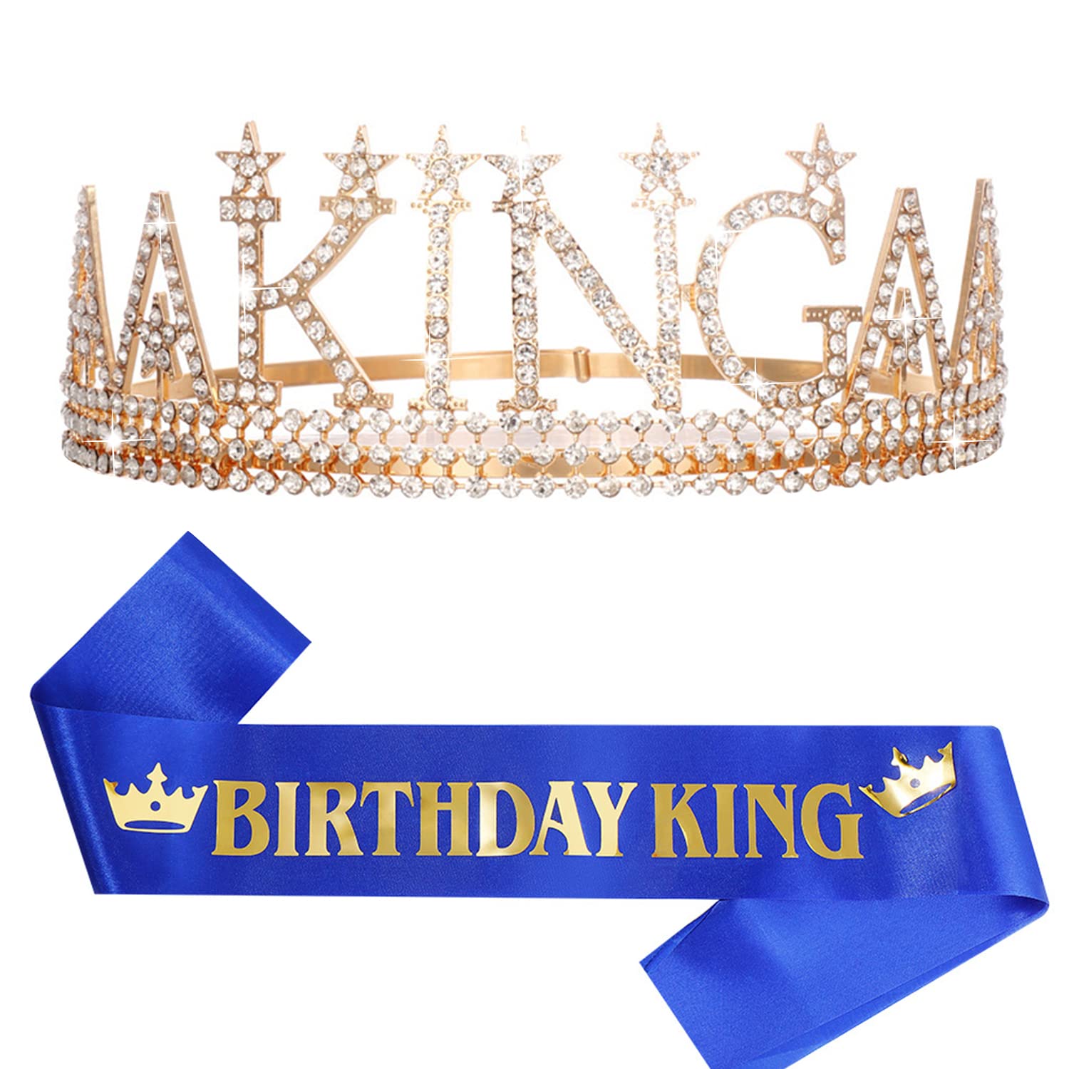 Gold Birthday King Crown for Men - Royal Birthday Party Decorations & Gifts for Him | Perfect for Adult Birthday Celebrations, Themed Parties & Special Occasions