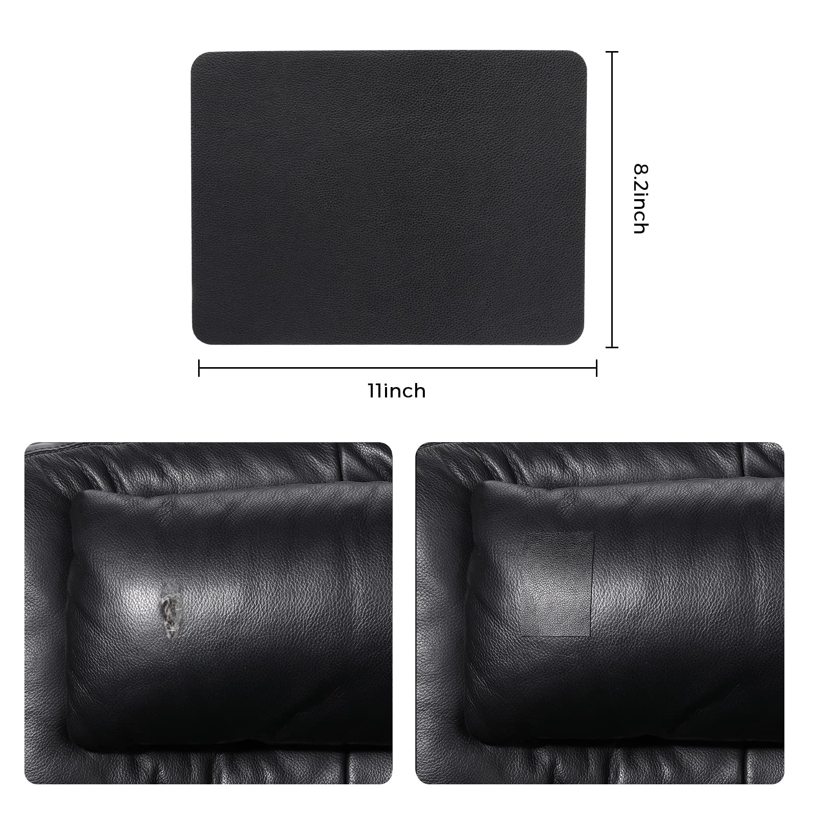Self-Adhesive Leather Repair Patch Tape 8.2x11 Inch (2PCS) - Large Sofa, Car Seat & Furniture Vinyl Repair Kit (Blue) - Fix Scratches & Tears on Leather Couches, Car Interiors & Office Chairs