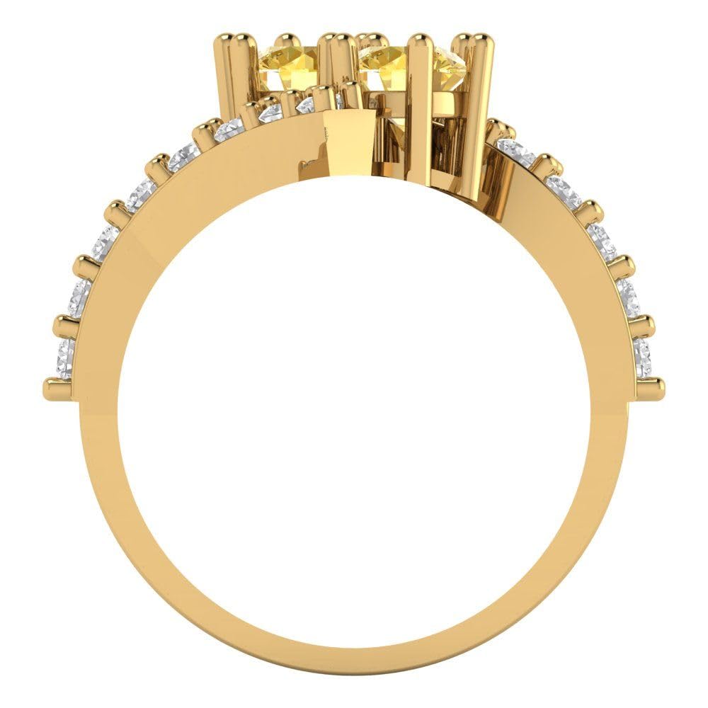 1.98ct Round Cut Yellow Simulated Diamond Ring - 14k Gold for Engagement & Anniversary