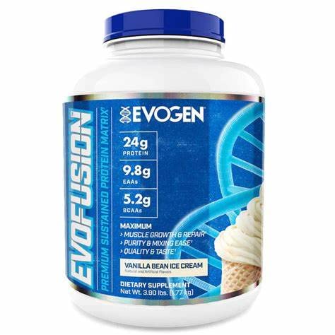 Evogen Evofusion Protein Powder - Vanilla Bean Ice Cream Flavor, 1820g (64oz) for Muscle Recovery & Post-Workout Nutrition | Gym, Fitness & Bodybuilding Supplements