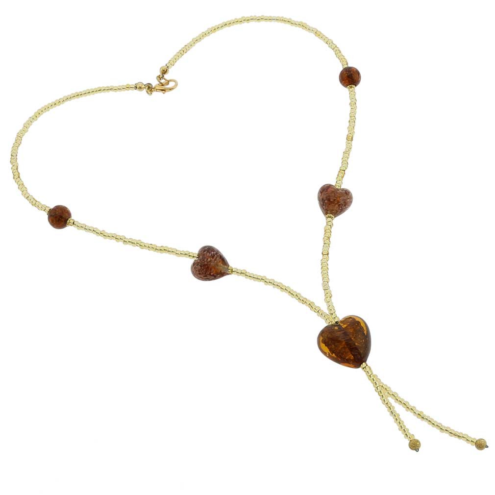 Venetian Murano Glass Heart Pendant Necklace - Sparkling Topaz & Gold Plated Jewelry for Women | Perfect Gift for Valentine's Day, Anniversary & Special Occasions