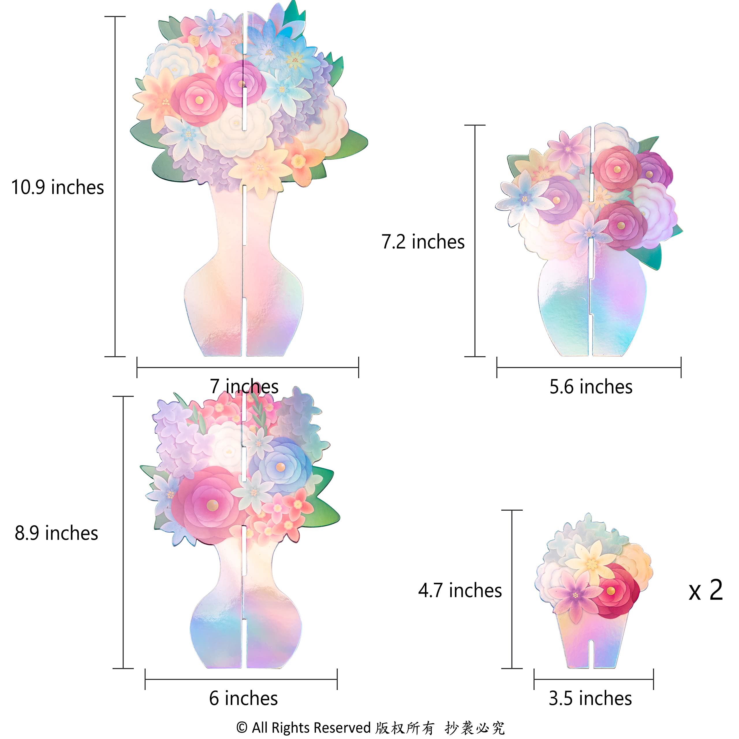 Cheerland Iridescent Party Decorations - Holographic Flower Centerpieces for Birthday, Wedding, Baby Shower & Table Decor | Elegant & Shimmery Party Supplies for Festive Celebrations & Special Events
