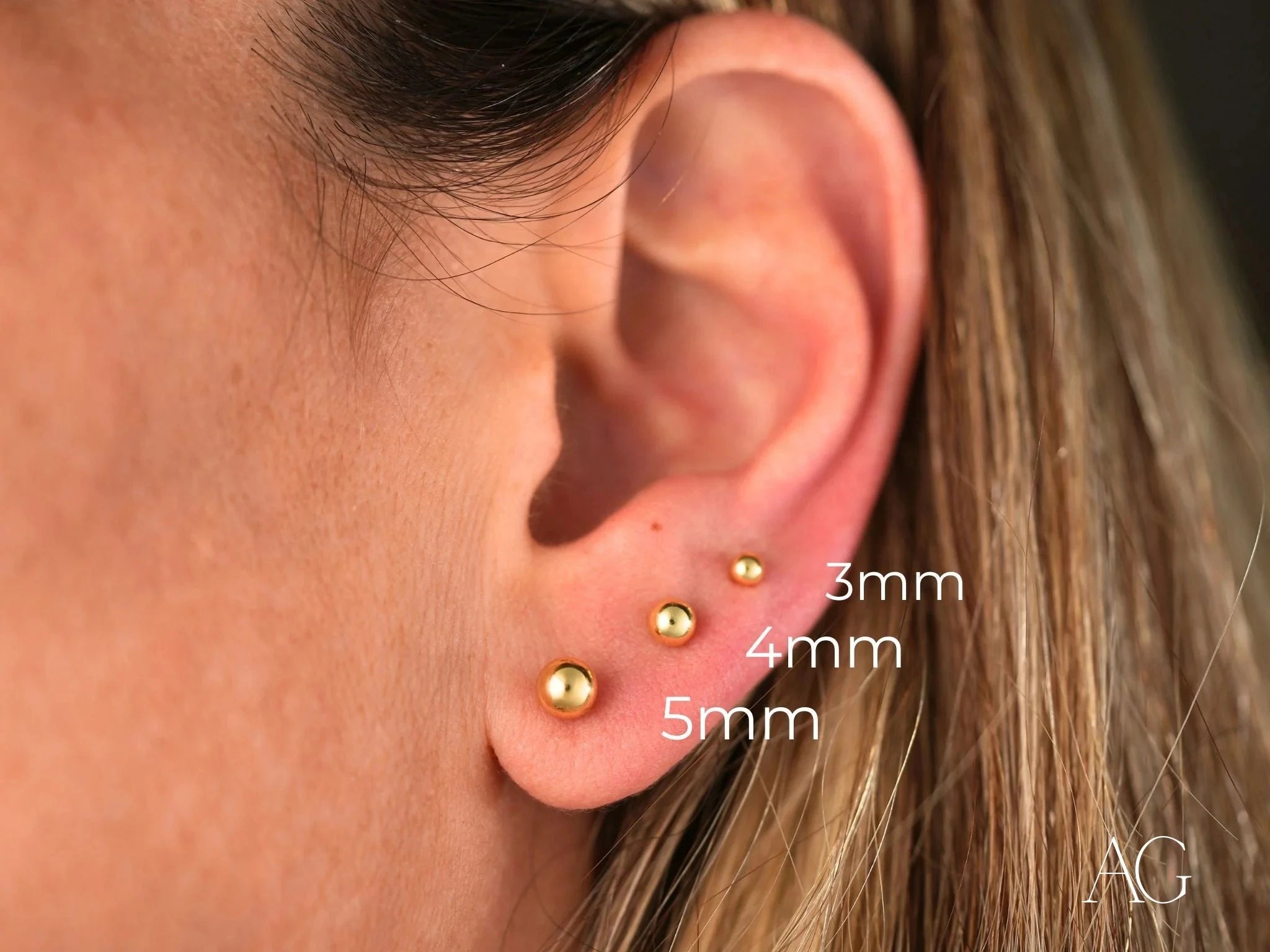 18K Gold Ball Stud Earrings - Classic Elegance Jewelry for Women, Perfect for Weddings, Parties & Everyday Wear