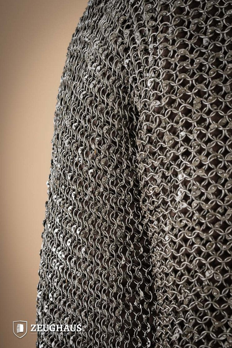 Chainmail Haubergeon - 10mm Riveted Round Ring Steel Armor - Medieval Battle Reenactment & LARP Costume