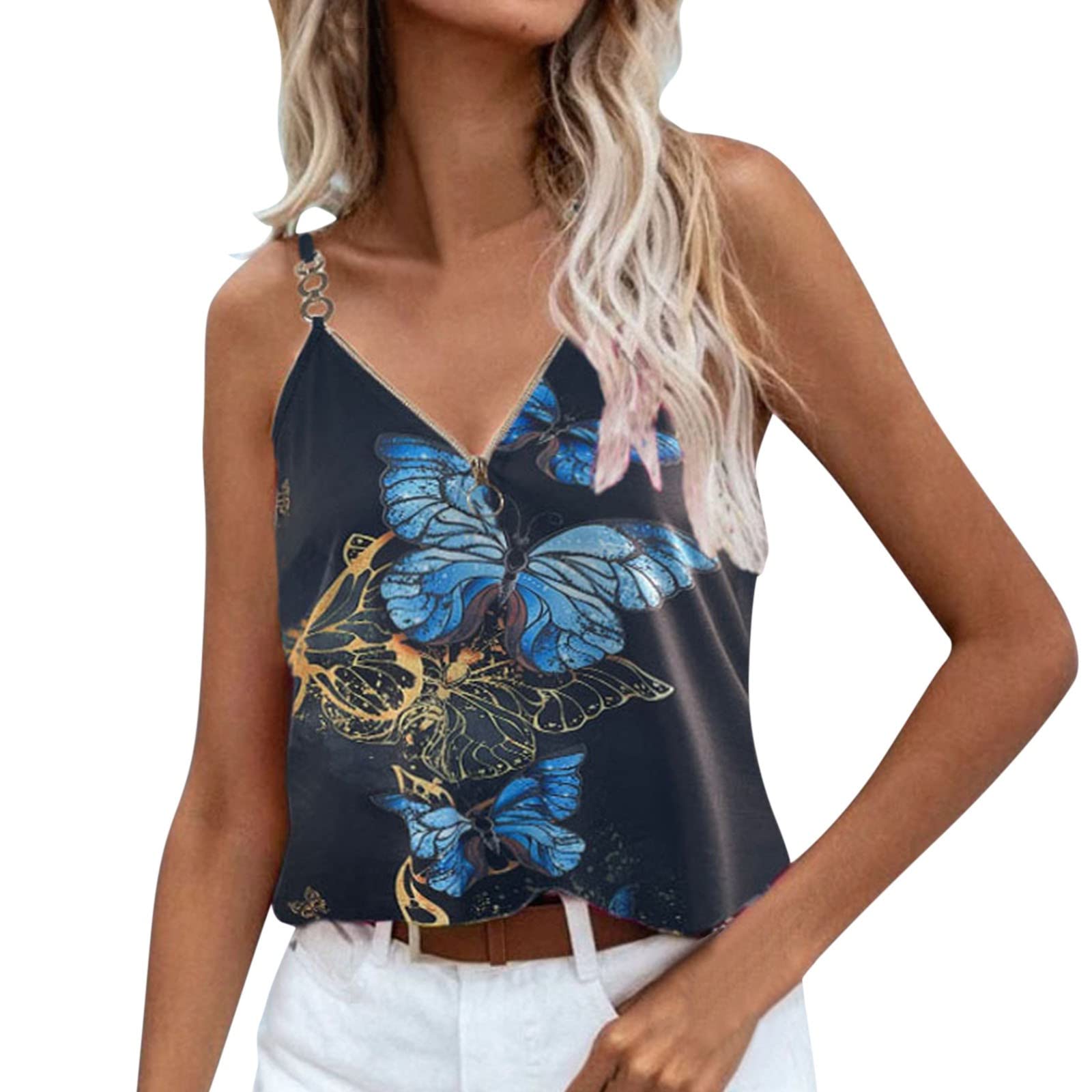 Women's Cropped Ribbed Tank Tops - Summer Fashion V-Neck Printed Camisole Sleeveless Shirts | Casual Wear, Beach Outfits, Gym Clothes & Everyday Comfort