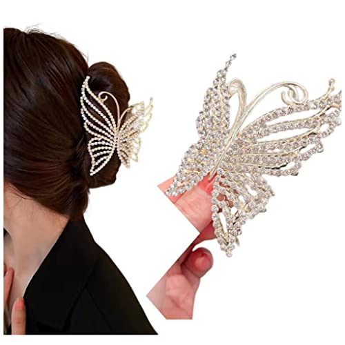 Samyak Studded Rhinestone Hair Claw Clip - Elegant Butterfly Hair Clamp for Women | Wedding, Bridal, Party Hair Accessories | Perfect for Prom, Evening Events & Special Occasions