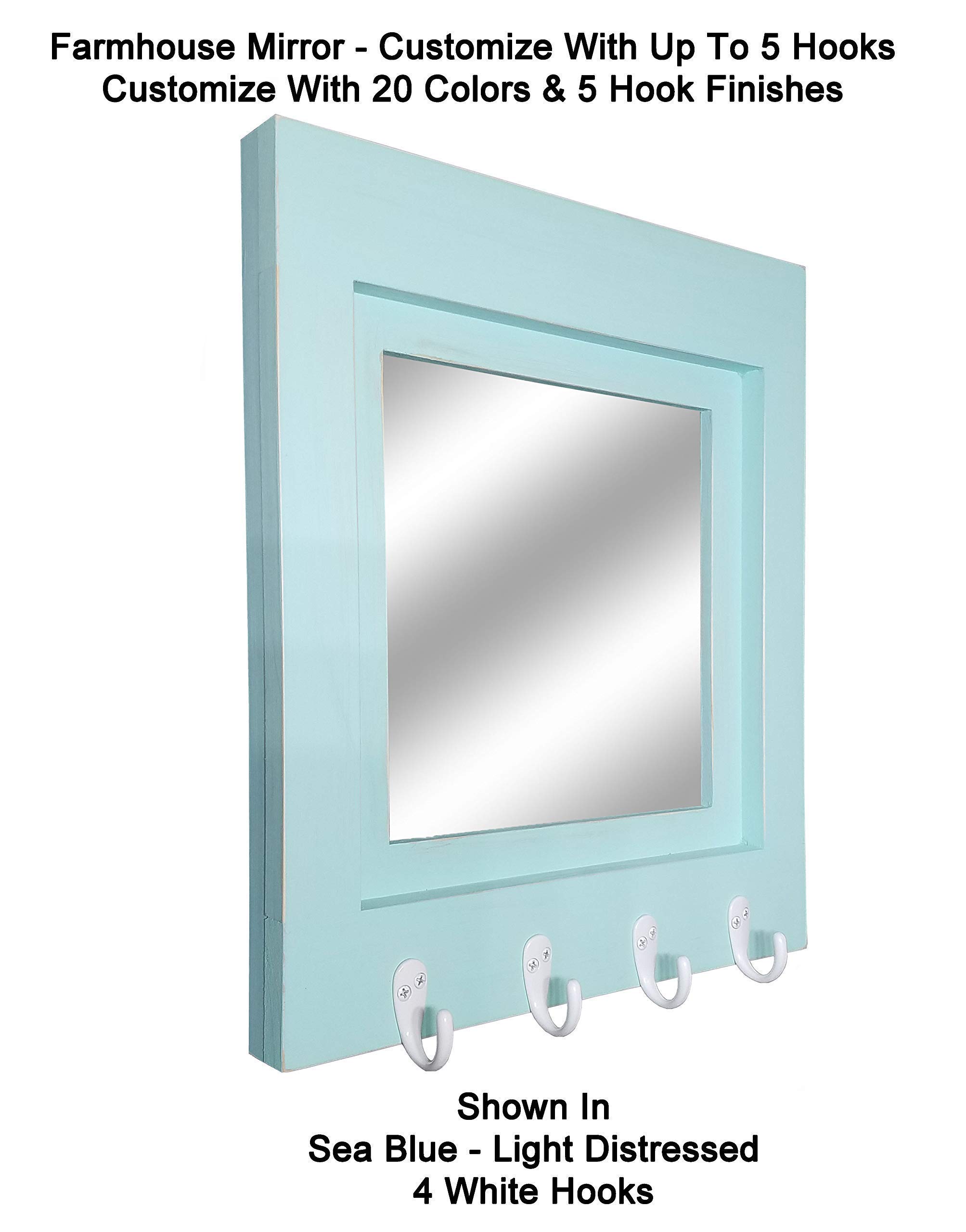 Quakertown Farmhouse Wall Mirror with Hooks - 20