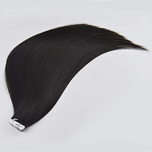 Premium 100% Remy Human Hair Tape-In Extensions 40pcs (100g, 2.5g/pc) 28 Inches 1B Brazilian Hair for Length & Volume - Perfect for Weddings, Parties & Daily Styling