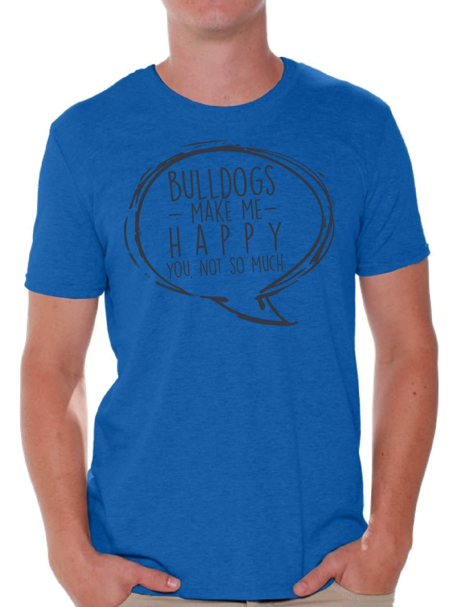 Funny Bulldogs Make Me Happy T-Shirt with Free Bookmark - Cute Dog Lover Gift for Women & Men - Perfect for Casual Wear, Gifts, and Bulldog Enthusiasts