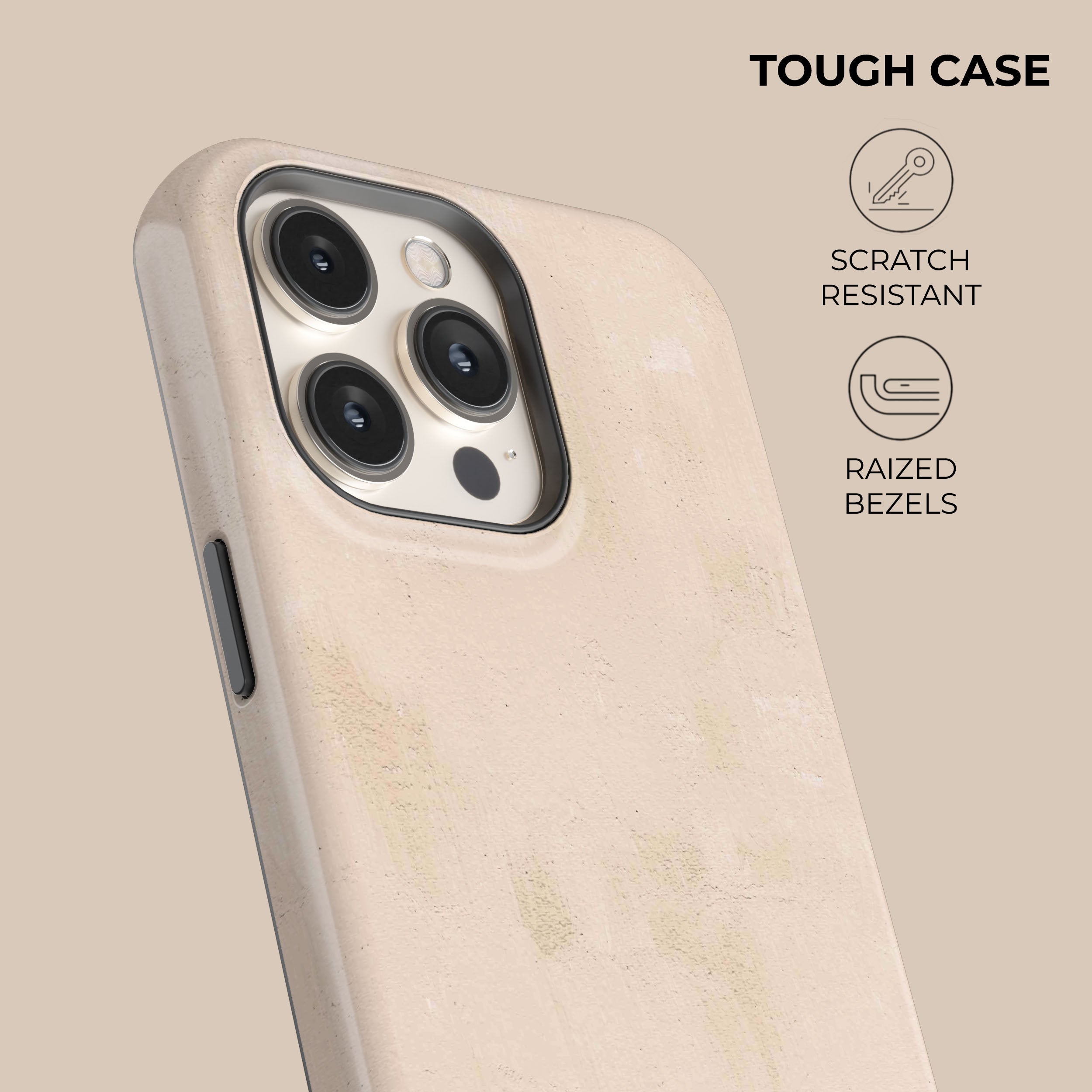 Rose Beige Clay Phone Case for iPhone 15 Pro Max - Shockproof Protective Cover with Matte Finish | Perfect for Everyday Use, Travel & Outdoor Activities