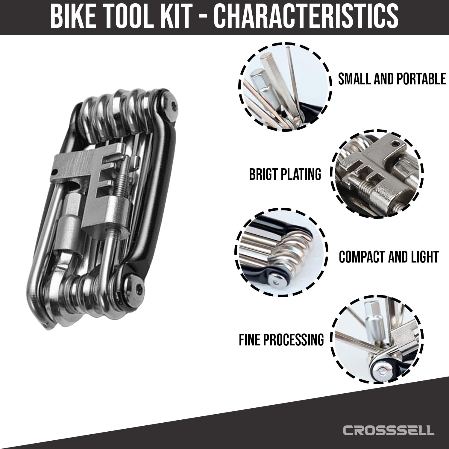 Premium Bike Tool Kit - 18-in-1 Multi-Tool for Mountain & Road Bikes | MTB Repair Kit with Hex Wrenches, Chain Tool & Tire Levers | Perfect for Cycling Maintenance, Trailside Repairs & Commuter Bike Care (Black)