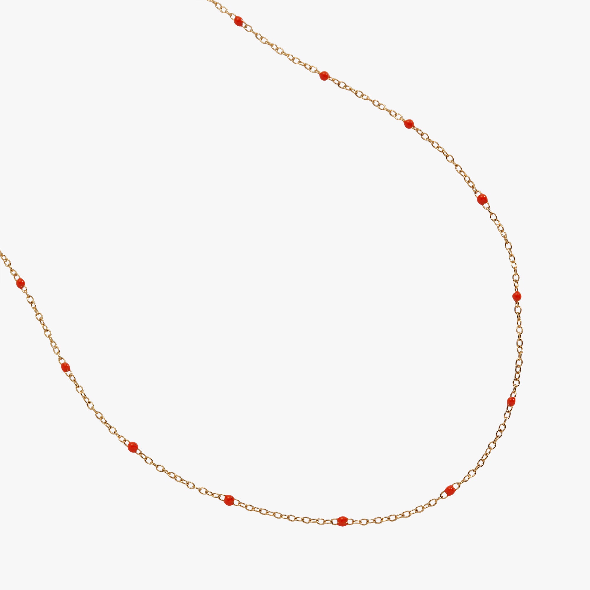 Elegant Enamel Coral Red Dot Pendant Chain Necklace for Women - Perfect for Casual Wear, Parties & Gifts