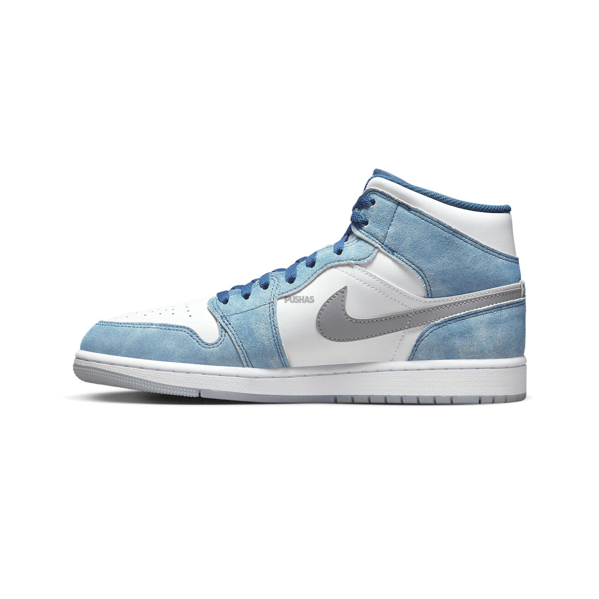 Air Jordan 1 Mid 'French Blue Fire Red' Basketball Shoes (2022) - Men's Retro Sneakers for Casual Wear & Street Style Fashion