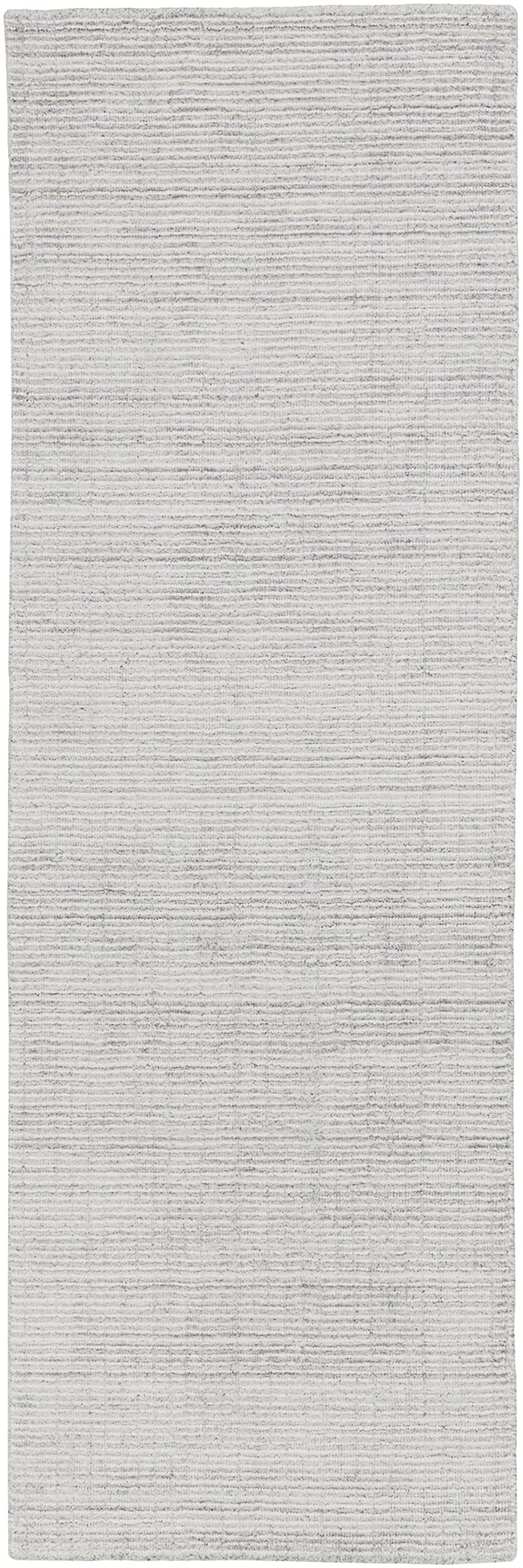 Mark&Day 2x8 Southgate Solid and Border Runner Rug - Medium Gray, Black & White - Non-Slip Hallway, Bedroom, Kitchen Carpet (2'6