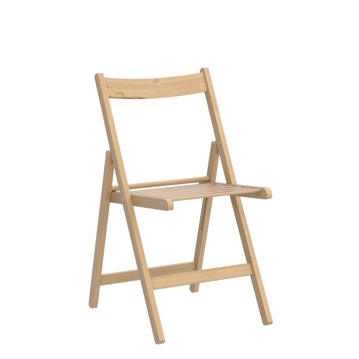 Tomaino Wooden Folding Camping Chairs - Set of 4 Space-Saving Indoor Outdoor Chairs for Kitchen, Garden, Balcony, Patio (Natural) - Perfect for Camping, Picnics, BBQs and Small Spaces