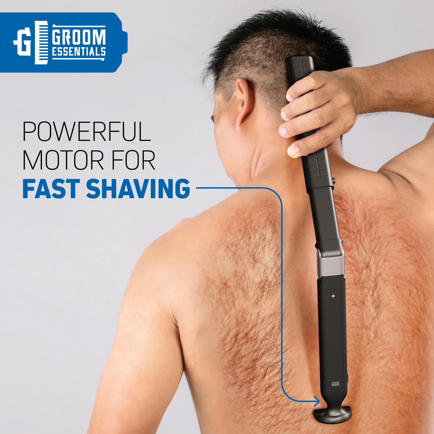 Electric Back Shaver & Body Groomer for Men - Rechargeable Back Hair Trimmer with Extendable Blade for Hard-to-Reach Areas - Perfect for Manscaping, Back Hair Removal & Personal Grooming at Home or Travel