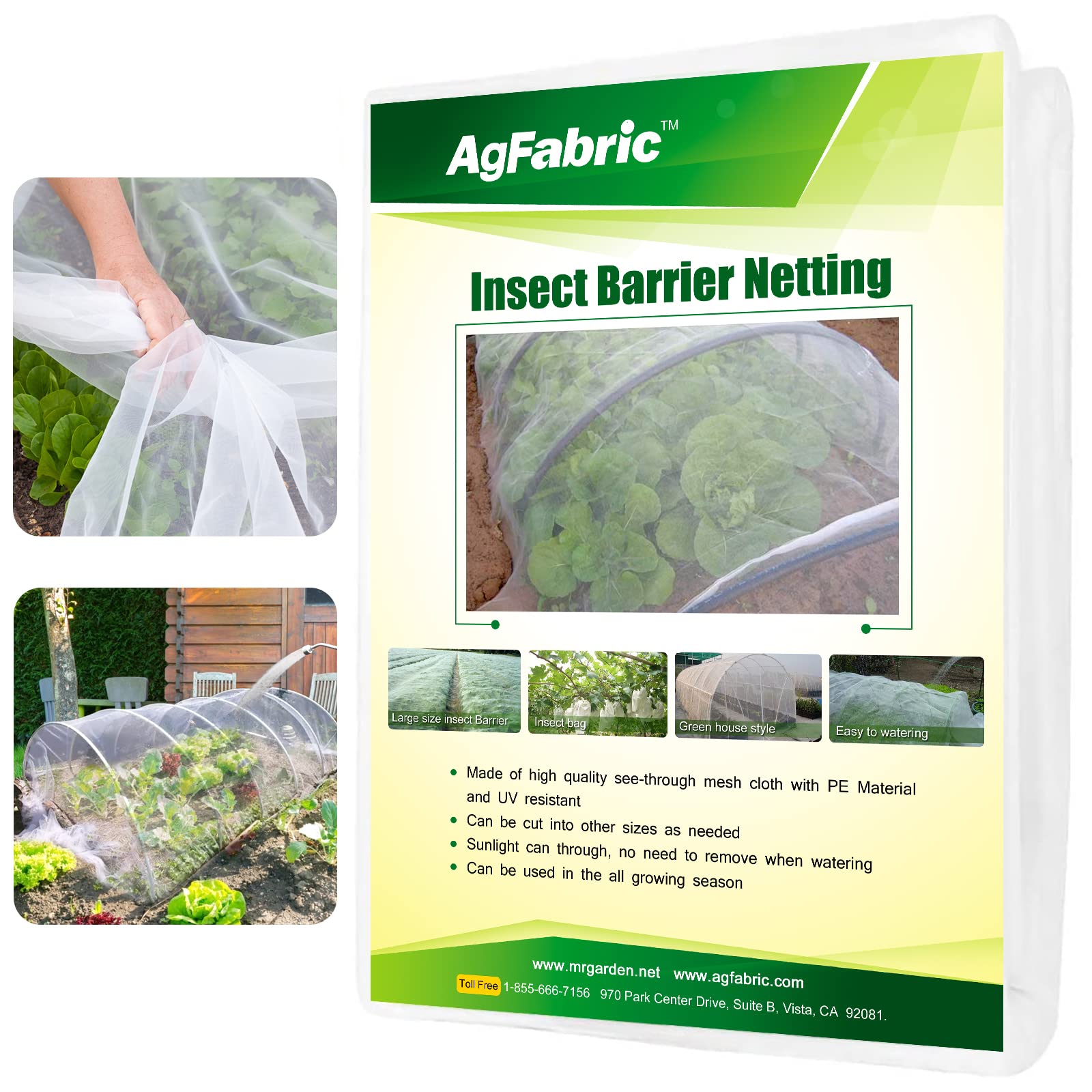 Agfabric 20'x50' Garden Netting - Insect & Bird Barrier for Vegetables, Fruit Trees, Plants | White Protective Mesh for Outdoor Gardening & Crop Protection