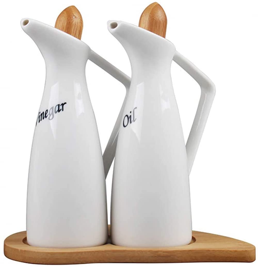 Mavoorick 300ML Ceramic Condiment Set (2-Pack) - Oil & Vinegar Bottles, Soy Sauce Dispenser, Kitchen Storage Jars for Olive Oil, Gravy & Seasonings - Perfect for Cooking, Salad Dressing & Table Serving