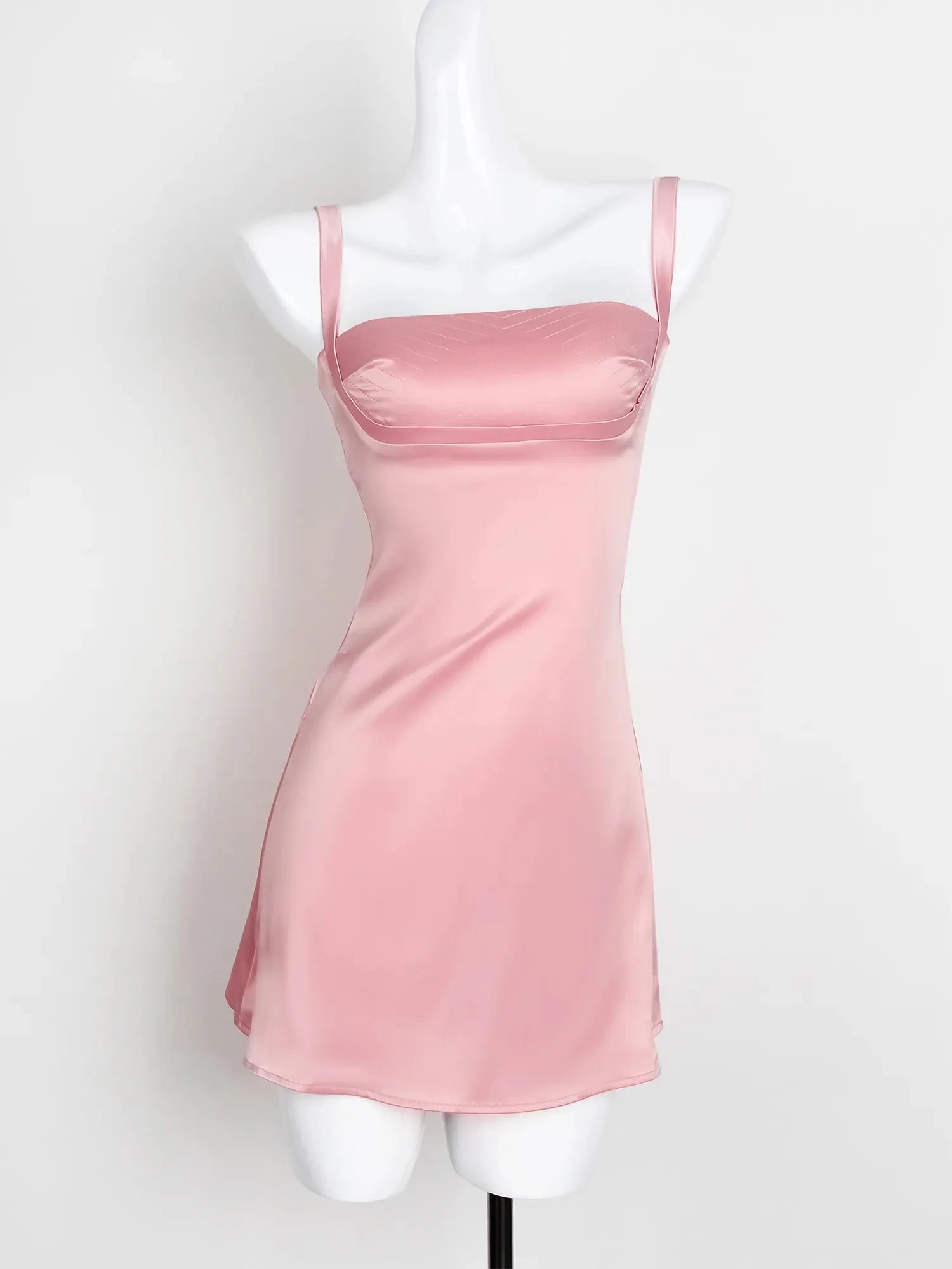 Elegant Pink Satin A-Line Mini Dress for Women - Sexy Spaghetti Strap Party Dress with Stretch Fit | Perfect for Birthday, Graduation, Holiday & Cocktail Events