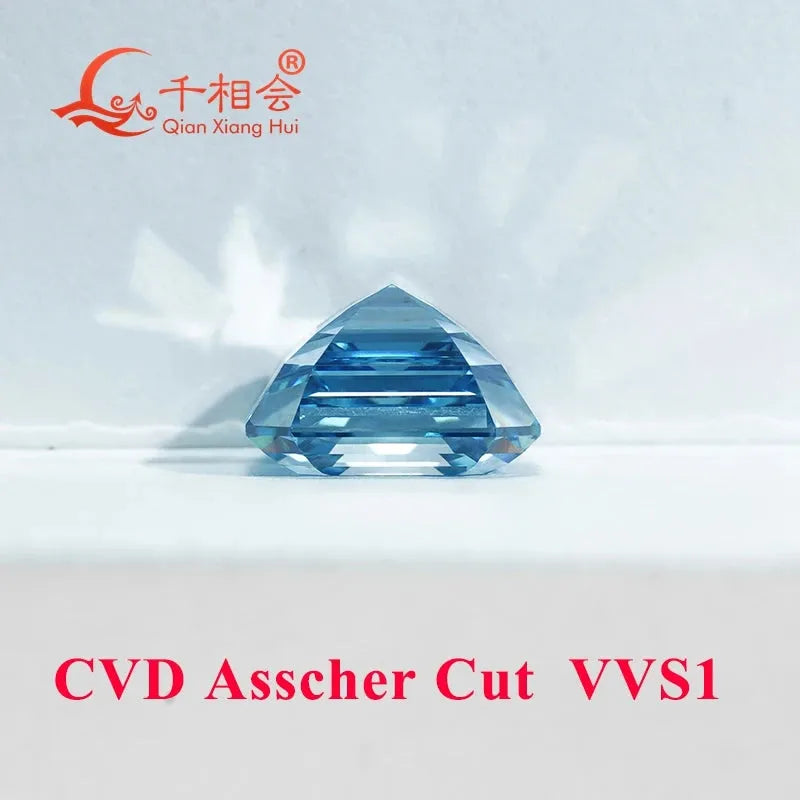 1.533ct VVS1 Fancy Blue CVD Lab Grown Diamond - Asscher Shape, GEMID Certified Loose Stone for Engagement Rings & Fine Jewelry