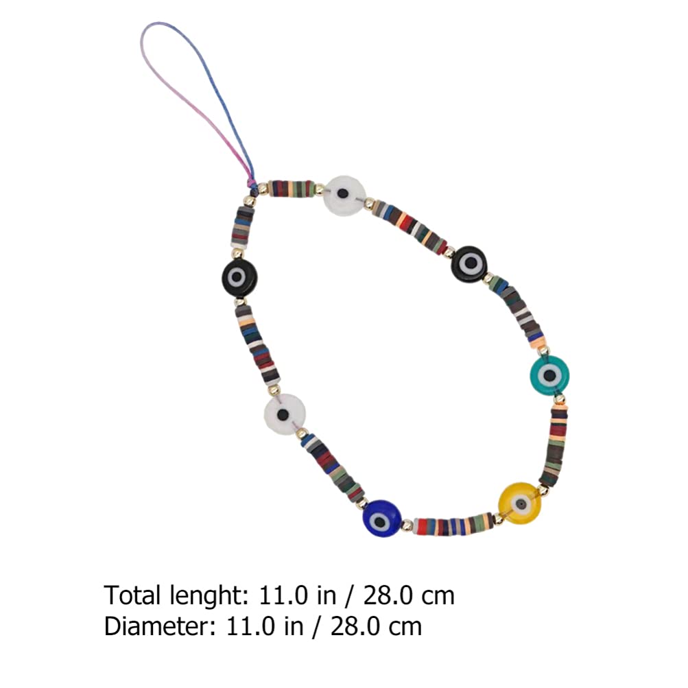 Evil Eye Phone Lanyard with Polymer Clay Beads - Y2K Boho Wrist Strap for Cell Phone, Demon Eye Keychain - Perfect for Festival, Rave, and Everyday Protection Accessory