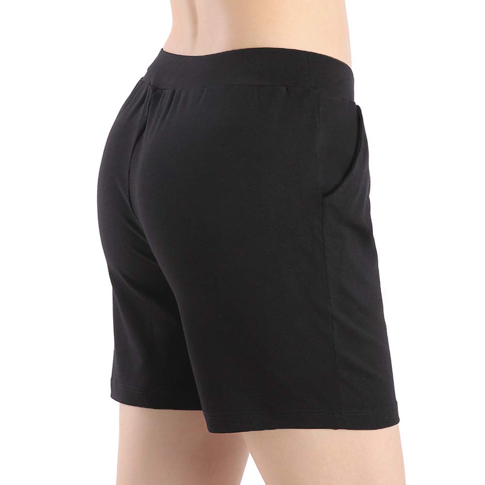 QingWan Women's Athletic Shorts with Pockets - High Waist Elastic Gym Yoga Running Short Pants for Workout, Lounge & Summer Wear