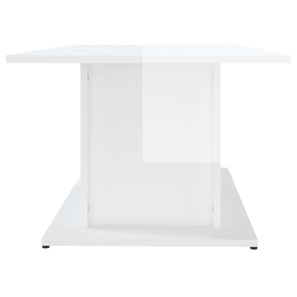 Modern Square Coffee Table 40x22x16 Inches - High Gloss White Chipboard Center Table for Living Room, Bedroom & Office - Sturdy Side Table for Small Spaces, Home Decor & Entertainment Areas
