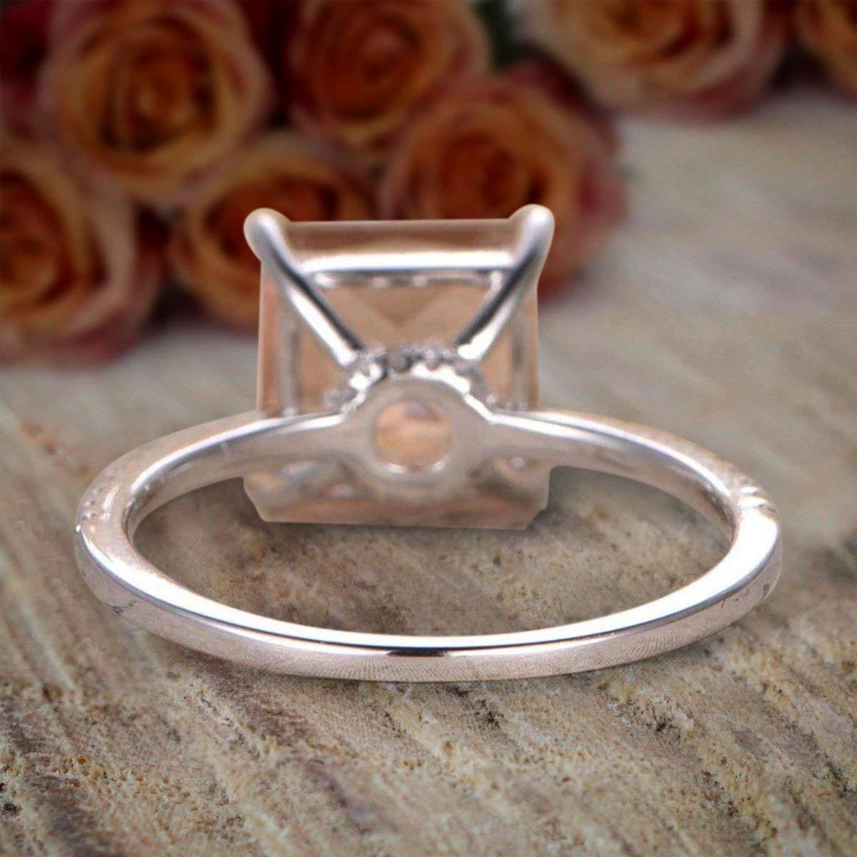 1.25 Carat Peach Pink Morganite Princess Cut Diamond Engagement Ring in 18k Gold Plating - Perfect for Proposals, Weddings & Anniversary Gifts