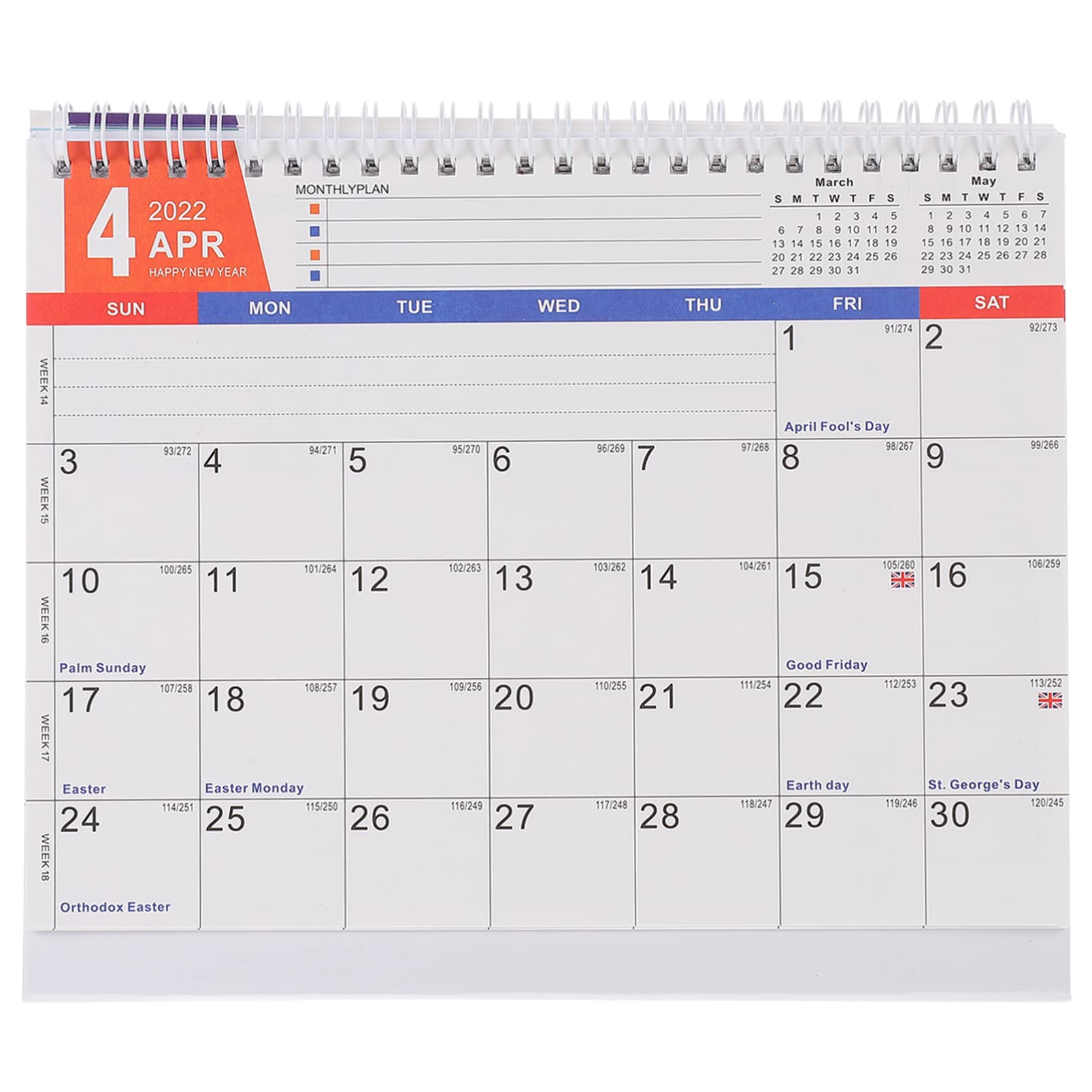 Homoyoyo 2022 Stand Up Desktop Calendar - Small Desk Calendar for Daily Schedule Planning, Organizing, Housewarming Gift, Christmas Stocking Stuffers - Perfect for Office, Home & School Use