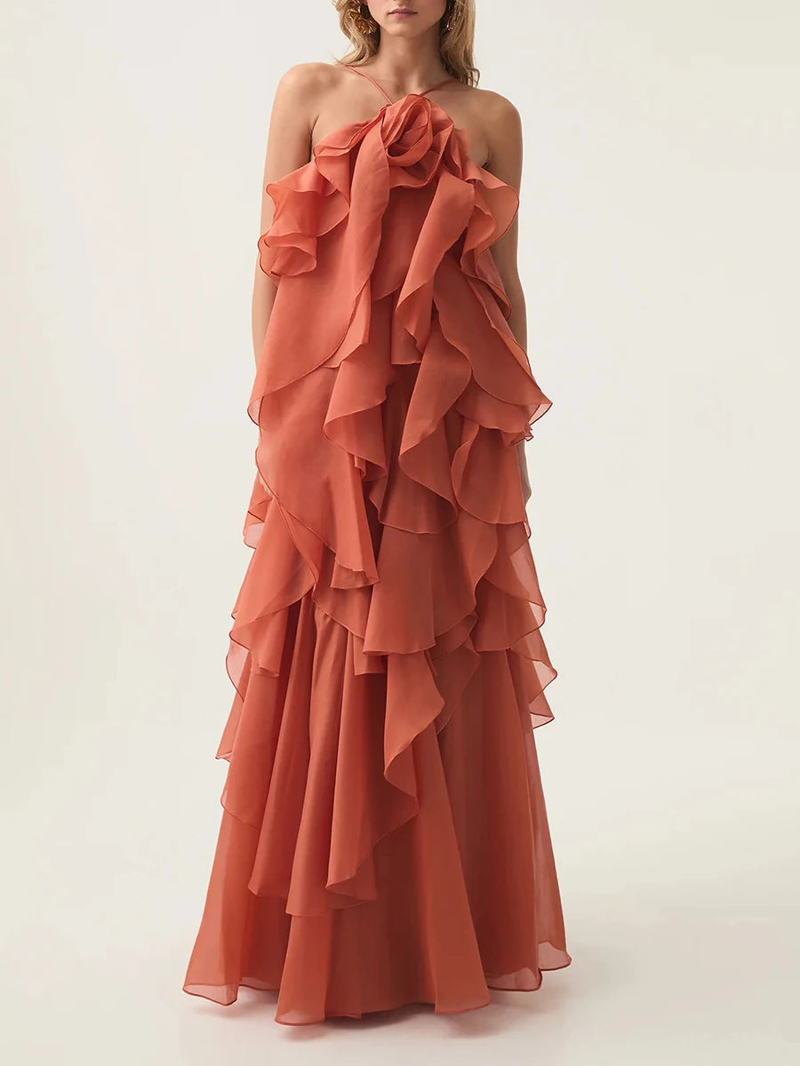 Women's Backless Slimming Patchwork Ruffles Dress - Sleeveless High Waist Elegant Camisole Dress for Summer Parties, Date Nights & Beach Vacations | Fashionable Female Bodycon Dress