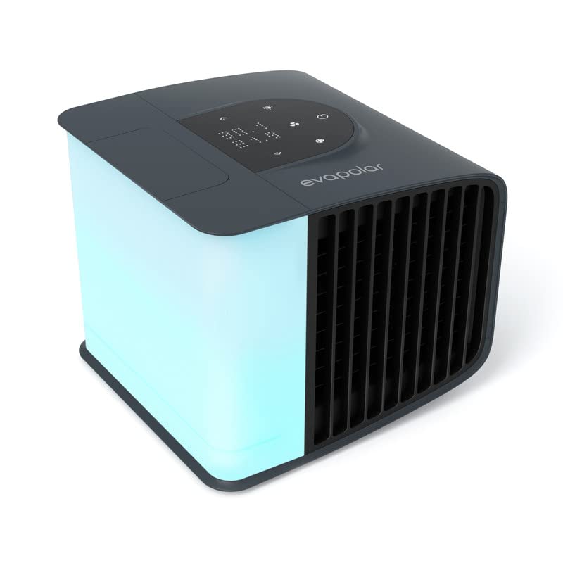 Portable Evaporative Air Cooler - Mini Swamp Cooler & Desk Fan for Home, Office, Camping & Tent - Personal Cooling Fan with Ice Compartment - Evasmart Grey - Perfect for Summer, Travel & Outdoor Activities