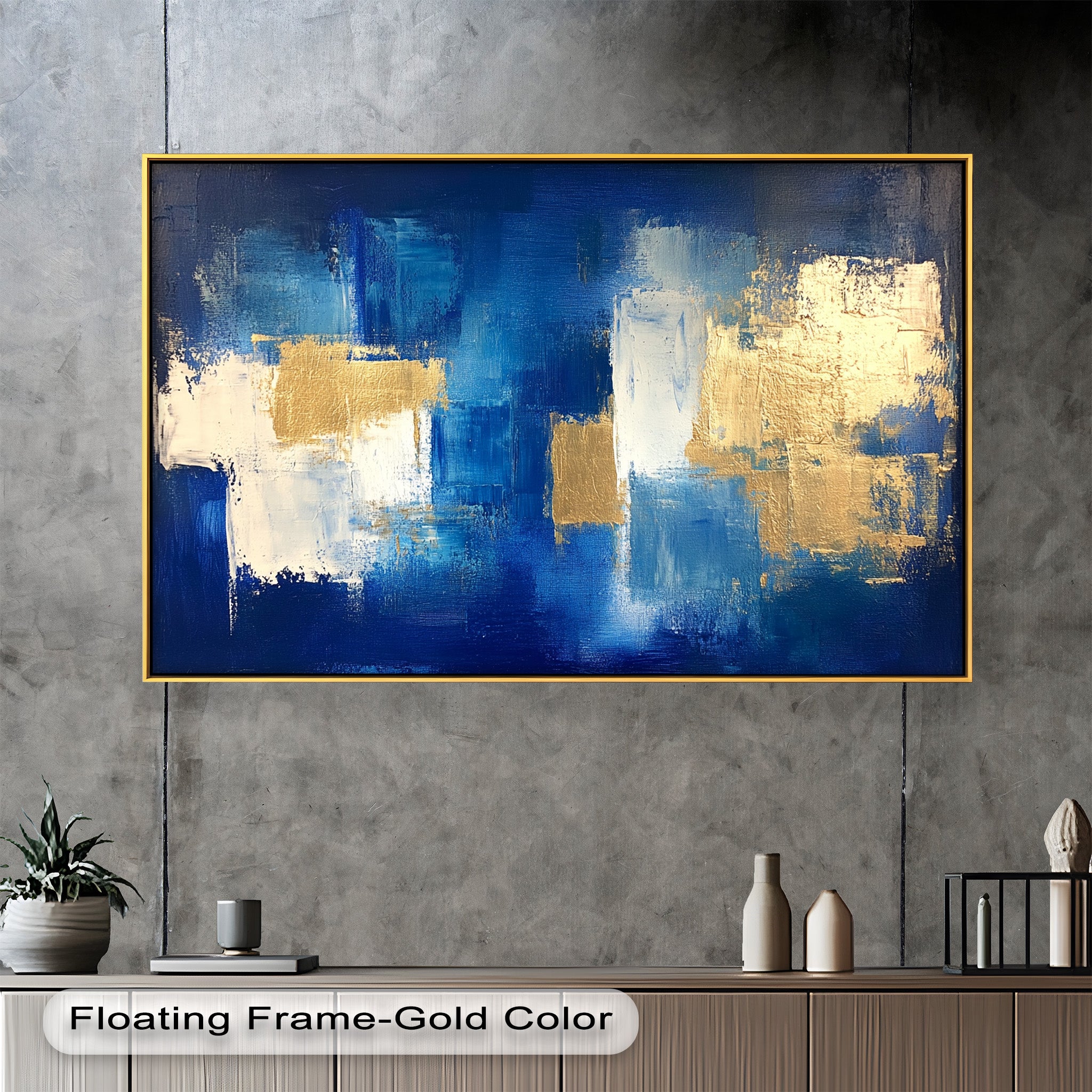 Blue Harmony Abstract Oil Painting - Modern Wall Art for Living Room, Bedroom & Office Decor | Handmade Canvas Artwork