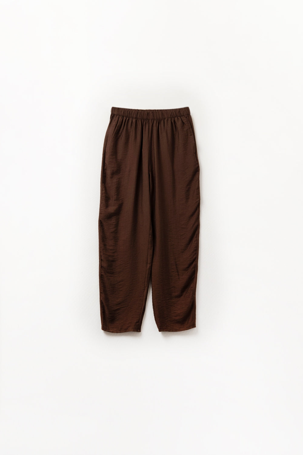 Elastic Waist Summer Pants with Pockets in Brown - Comfortable Casual Wear for Outdoor Activities and Travel
