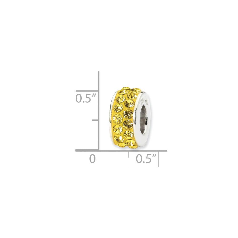 Black Bow Sterling Silver Charm with Yellow Crystals - Perfect for Bracelets & Gifts